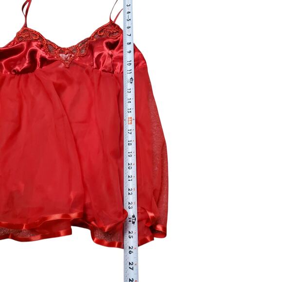 Vintage Seductive Wear Babydoll Red Sheer Half Slip Lengiere - Medium - Picture 7 of 7